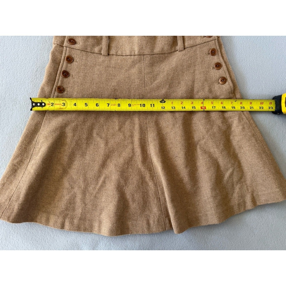 Ralph Lauren Rugby Herringbone Wool Skirt A-Line Lace Up Back Preppy Academia 8 - Picture 9 of 11
